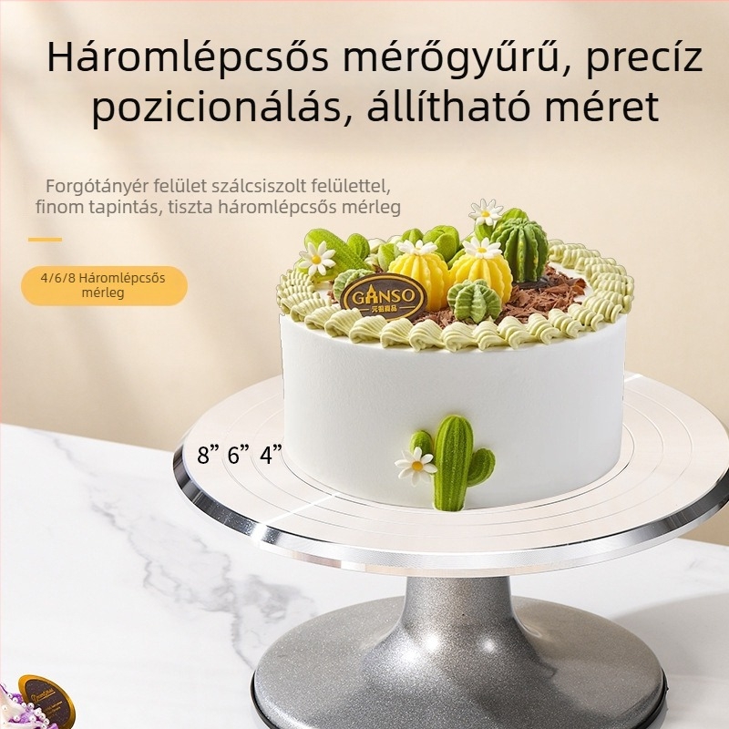 Alumínium ötvözet tortaforgótálca dekoráláshoz, 10–12 hüvelyk, csúszásmentes alap