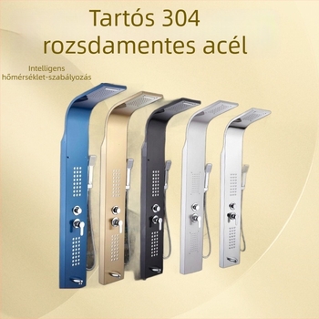 304 rozsdamentes acél zuhanykészlet digitális kijelzővel, felületre szerelt, fekete esőzuhanyfej, falra szerelve