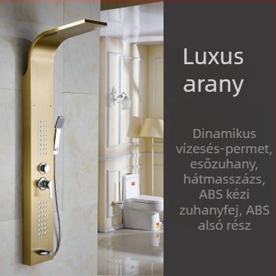 304 rozsdamentes acél zuhanykészlet digitális kijelzővel, felületre szerelt, fekete esőzuhanyfej, falra szerelve