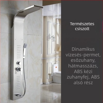 304 rozsdamentes acél zuhanykészlet digitális kijelzővel, felületre szerelt, fekete esőzuhanyfej, falra szerelve