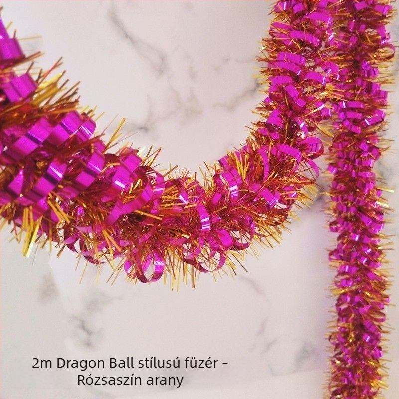 2 m hosszú tinsel girland színes szalagokkal – újév, születésnap, karácsony, ünnepi dekorációk, esküvői dekorációk és Gyermeknap