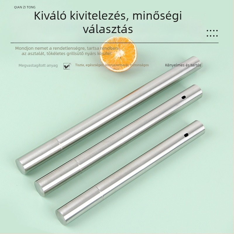 Rozsdamentes acél tárolócső grillsütő nyársakhoz és nyársak tároló doboza kültéri használatra