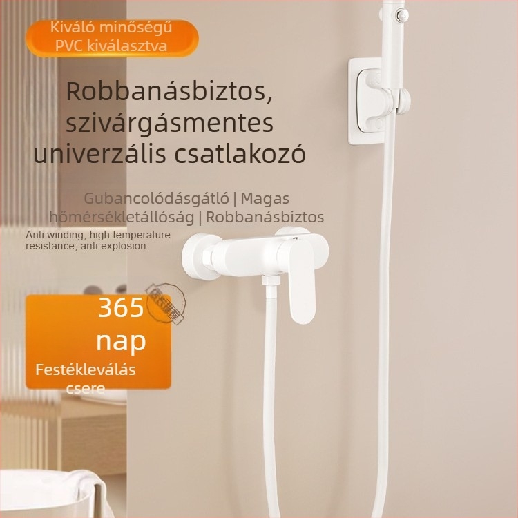 Fehér PVC vastagított robbanásbiztos zuhanycső és zuhanyfej – univerzális fürdőszobai cső bojlerhez