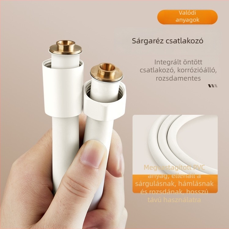 Fehér PVC vastagított robbanásbiztos zuhanycső és zuhanyfej – univerzális fürdőszobai cső bojlerhez