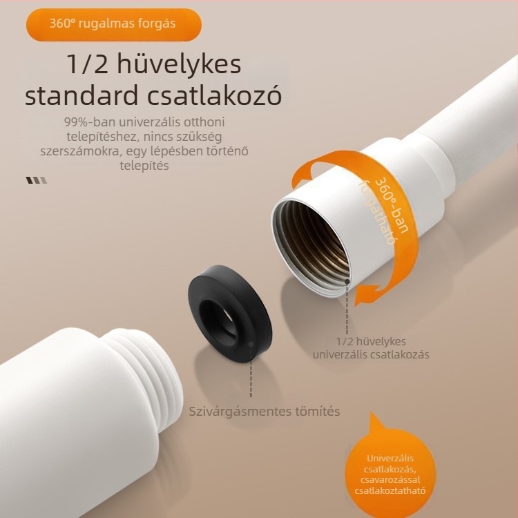Fehér PVC vastagított robbanásbiztos zuhanycső és zuhanyfej – univerzális fürdőszobai cső bojlerhez