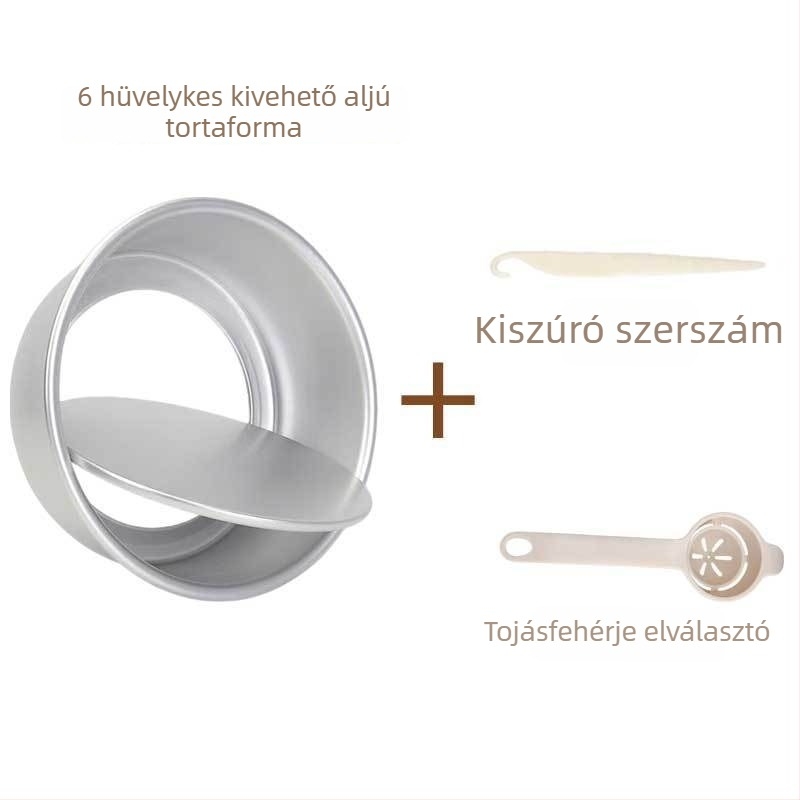 Anódizált tortaforma levehető alappal, 6 hüvelyk, teljes készlet otthoni és professzionális sütéshez