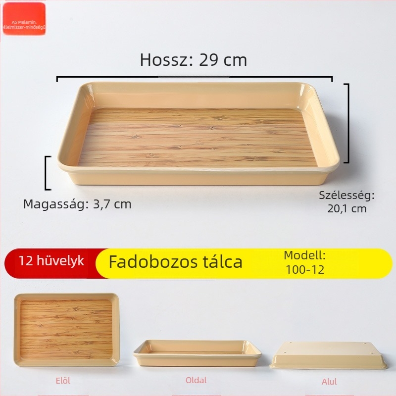 Melaminból készült fa mintás bemutató tál önkiszolgáláshoz, forgatható mini hot pot marhával és zöldségekkel