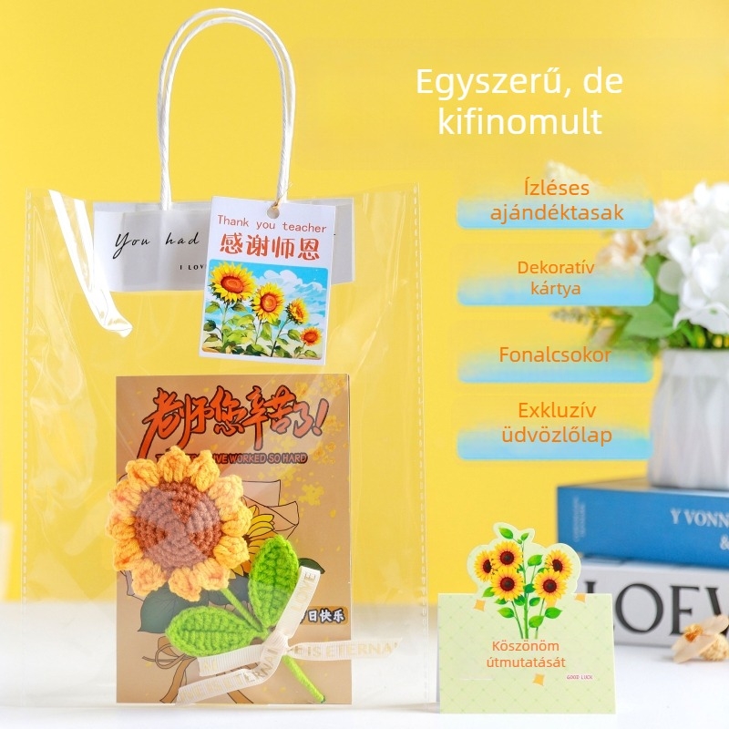 Tanárnapra szóló 3D üdvözlőlap mesterséges napraforgókkal, elegáns ajándékkártya tanároknak