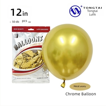 Krom arany színű latex lufi, 12 hüvelyk, 2,8 g, esküvői dekorációhoz