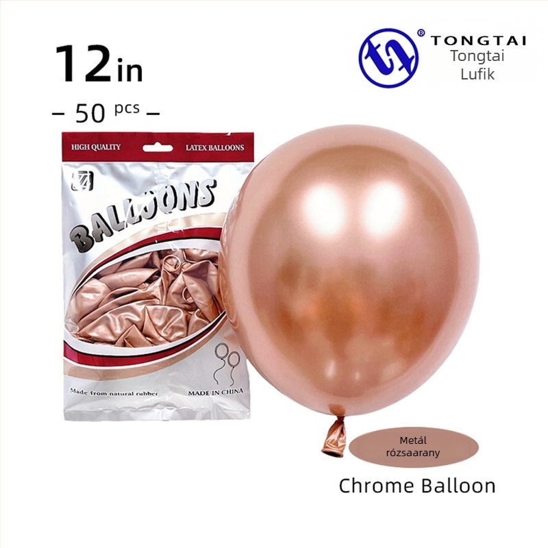 Krom arany színű latex lufi, 12 hüvelyk, 2,8 g, esküvői dekorációhoz