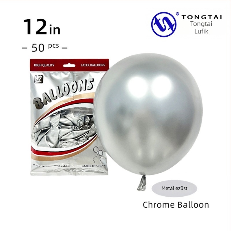 Krom arany színű latex lufi, 12 hüvelyk, 2,8 g, esküvői dekorációhoz