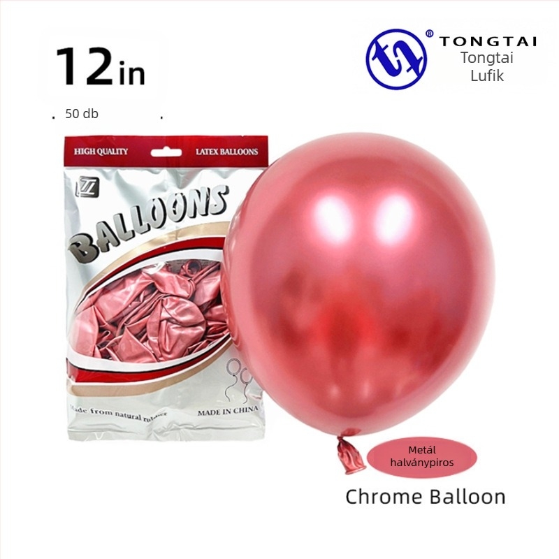 Krom arany színű latex lufi, 12 hüvelyk, 2,8 g, esküvői dekorációhoz