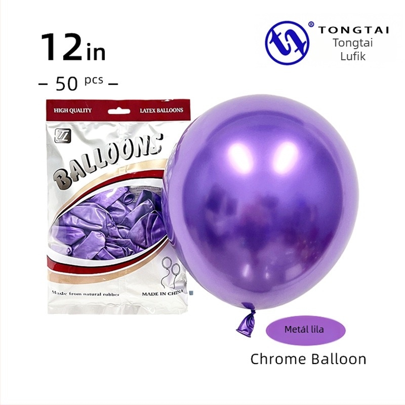 Krom arany színű latex lufi, 12 hüvelyk, 2,8 g, esküvői dekorációhoz