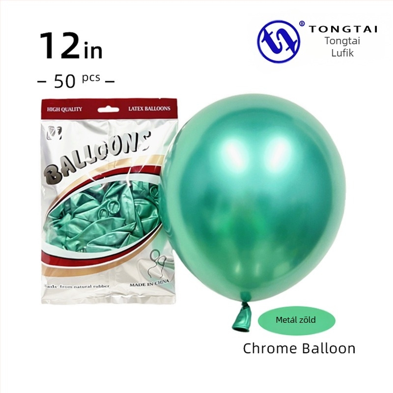 Krom arany színű latex lufi, 12 hüvelyk, 2,8 g, esküvői dekorációhoz