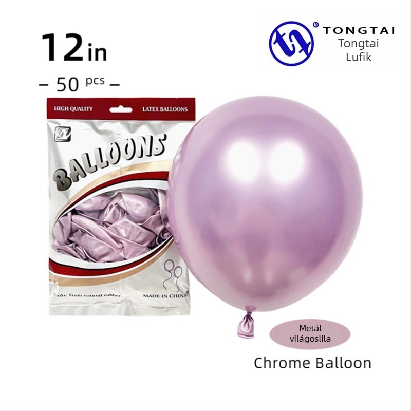 Krom arany színű latex lufi, 12 hüvelyk, 2,8 g, esküvői dekorációhoz