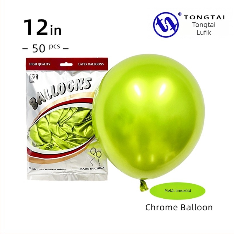 Krom arany színű latex lufi, 12 hüvelyk, 2,8 g, esküvői dekorációhoz