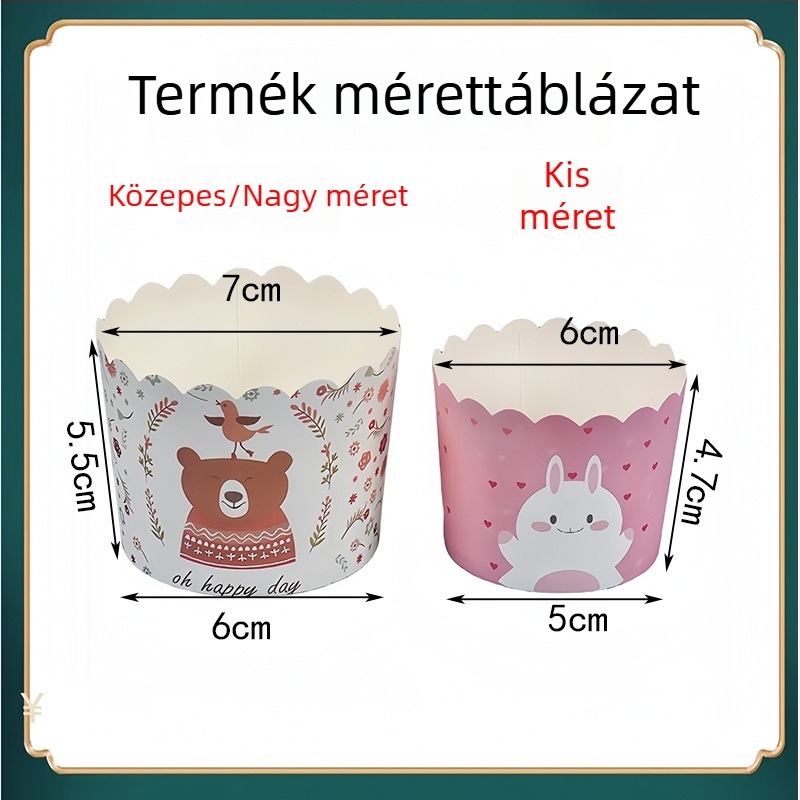 PE bevonatú papírmuffin-formák, magas hőmérsékletnek ellenállóak, sütéshez és gőzöléshez