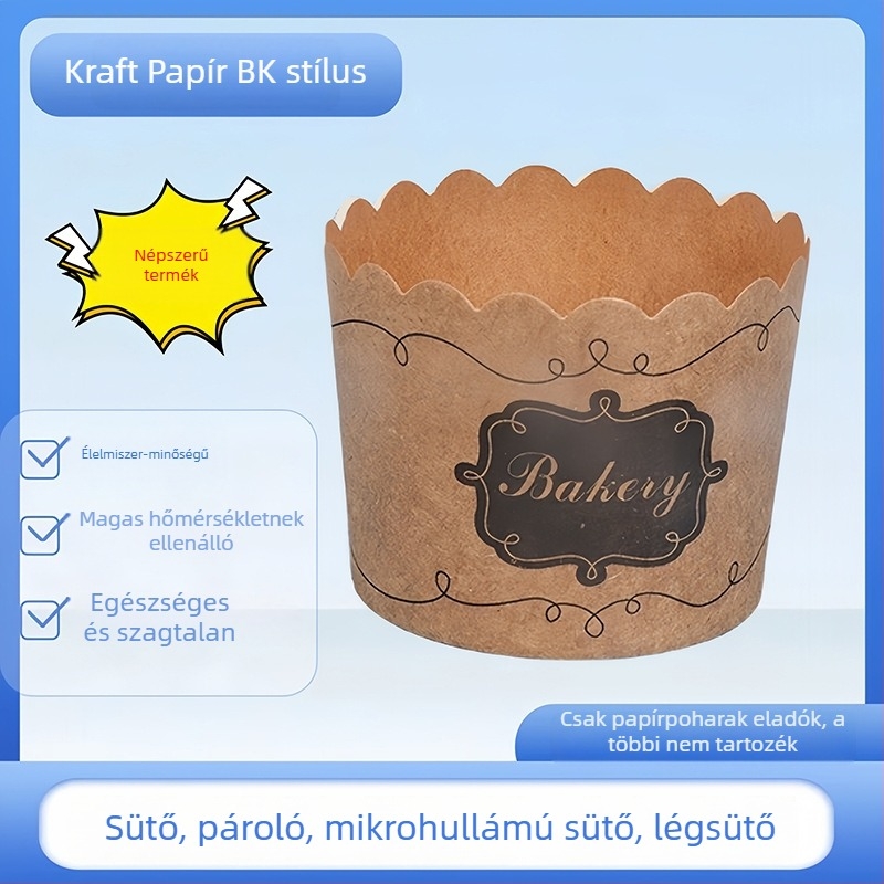 PE bevonatú papírmuffin-formák, magas hőmérsékletnek ellenállóak, sütéshez és gőzöléshez