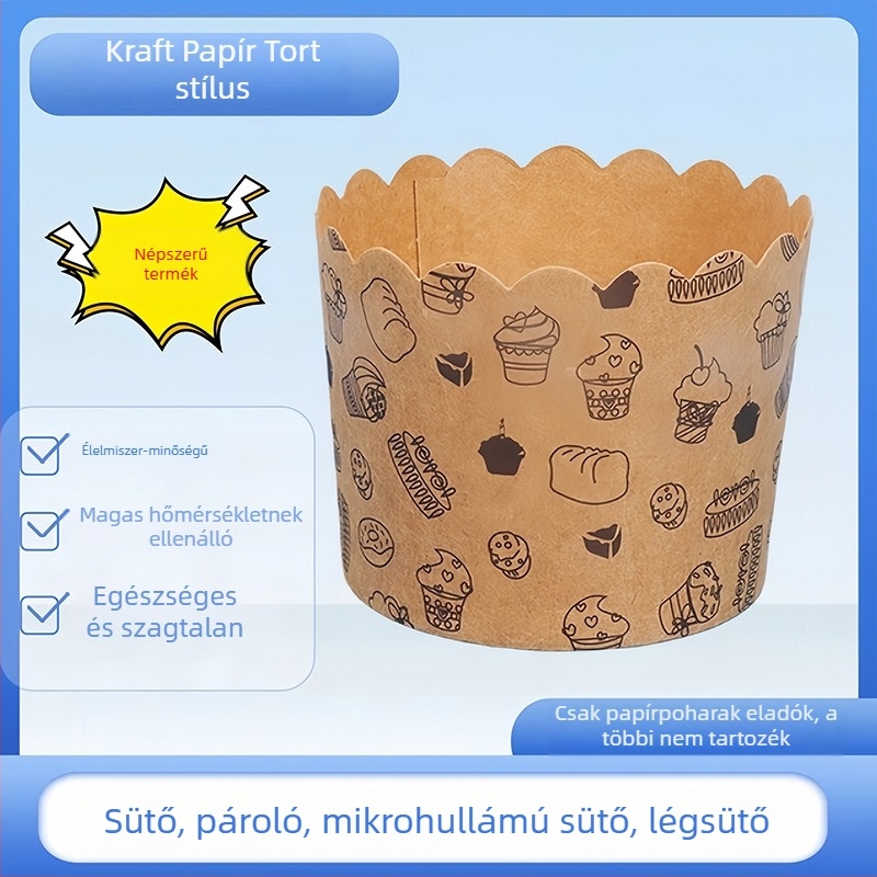 PE bevonatú papírmuffin-formák, magas hőmérsékletnek ellenállóak, sütéshez és gőzöléshez