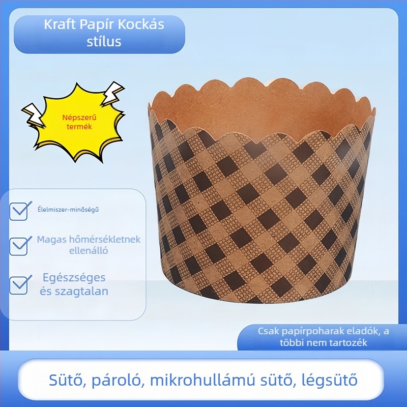 PE bevonatú papírmuffin-formák, magas hőmérsékletnek ellenállóak, sütéshez és gőzöléshez