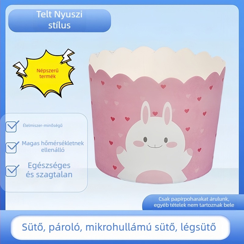 PE bevonatú papírmuffin-formák, magas hőmérsékletnek ellenállóak, sütéshez és gőzöléshez