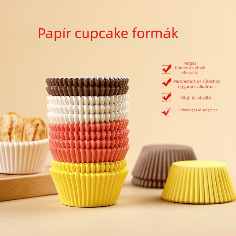 Hőálló sütőpapír muffinformákhoz és mini süteményekhez – szilikon-olajos bevonat, tapadásmentes, olajálló