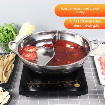 Dongsheng Vastagított Indukciós Hot Pot Két Kamrás, Rozsdamentes acél, Edzett üveg fedő, Otthoni használatra