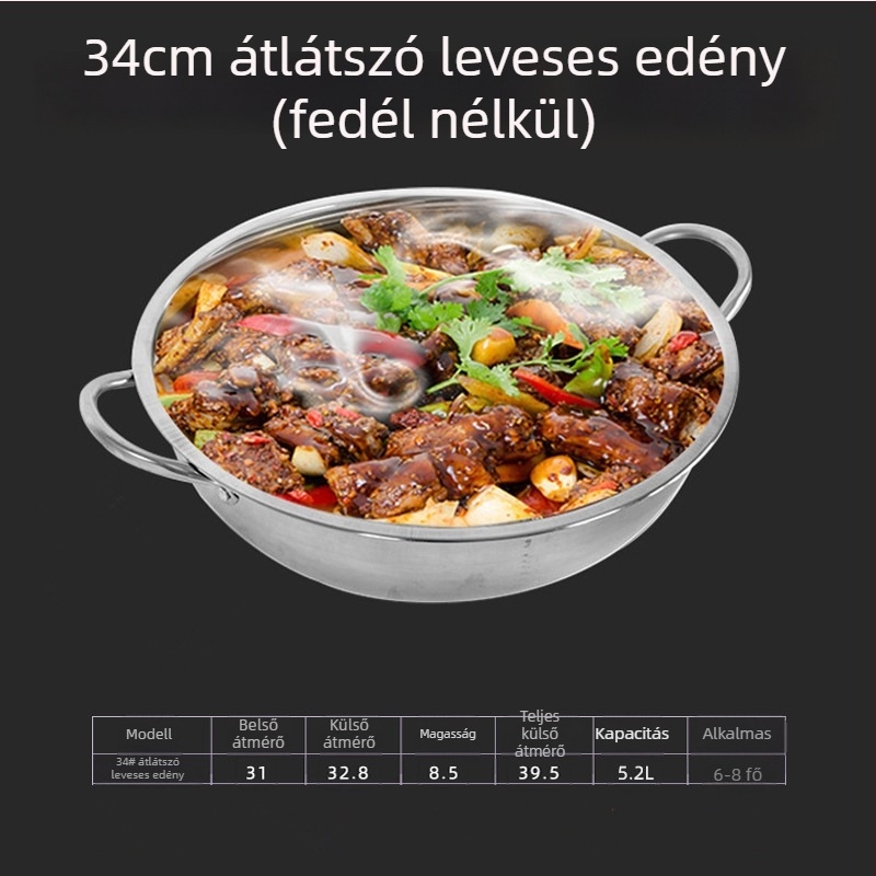 Dongsheng Vastagított Indukciós Hot Pot Két Kamrás, Rozsdamentes acél, Edzett üveg fedő, Otthoni használatra