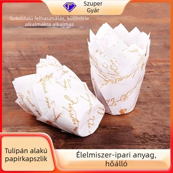 Tulipán mintájú olajálló muffinpapír, muffinkosár, magas hőmérsékletű gőzölésre és sütésre, egyszer használatos
