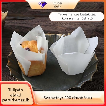 Tulipán mintájú olajálló muffinpapír, muffinkosár, magas hőmérsékletű gőzölésre és sütésre, egyszer használatos