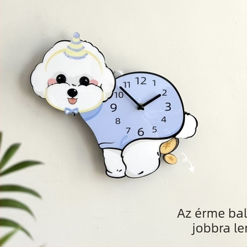 Kedves Bichon Frisé ingaóra – csendes, dekoratív falióra