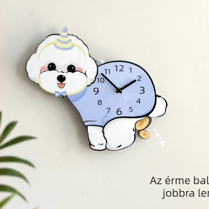Kedves Bichon Frisé ingaóra – csendes, dekoratív falióra