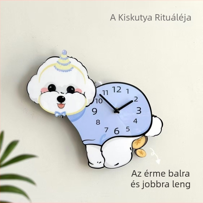 Kedves Bichon Frisé ingaóra – csendes, dekoratív falióra