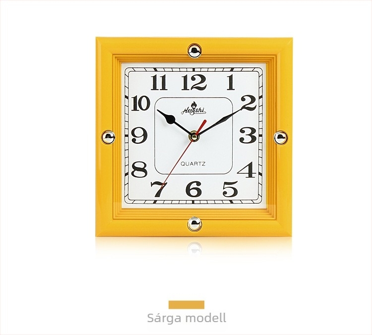 Műanyag falióra, 10 hüvelykes, modern minimalist dizájn, négyzet alakú számlap számokkal, kvarc működés, ideális nappaliba, hálószobába vagy irodába