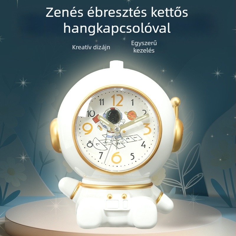 Rajzolt űrhajós ébresztőóra gyerekeknek – asztali ébresztőóra fiúknak és lányoknak