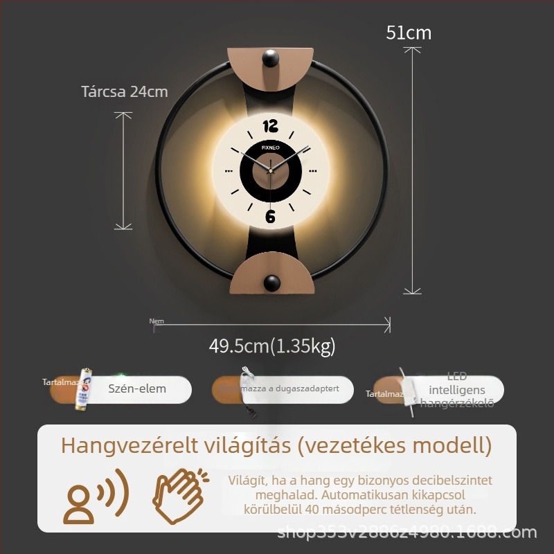 Nappali falióra, magas minőségű, modern minimalista dizájn, egyoldalas, fém ház, akril számlap, kvarc működés, csendes, falra szerelhető.