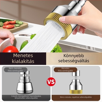 Konyhai univerzális csaptelep-hosszabbító fröccsenésvédő fejjel, univerzális adapterrel és permetezőfejjel