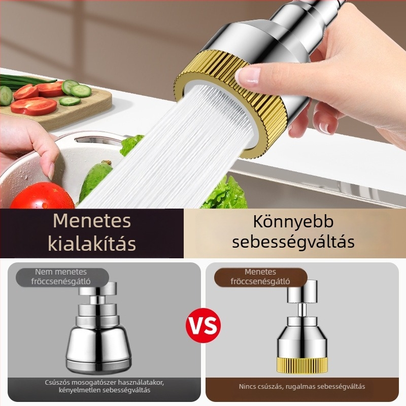 Konyhai univerzális csaptelep-hosszabbító fröccsenésvédő fejjel, univerzális adapterrel és permetezőfejjel