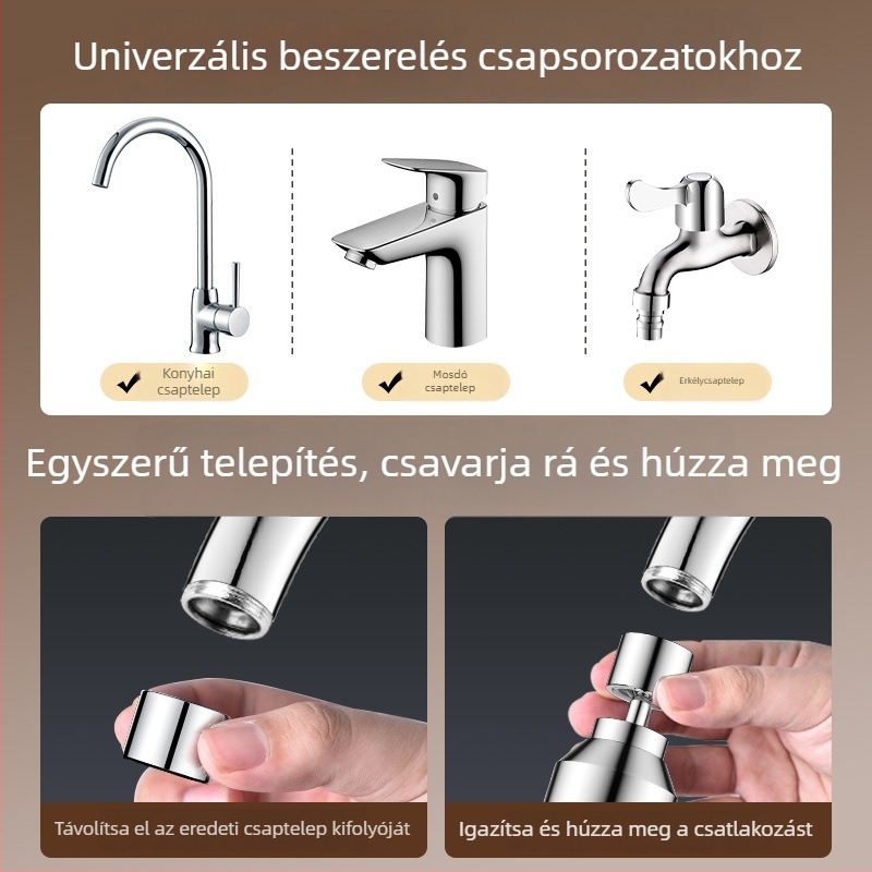 Konyhai univerzális csaptelep-hosszabbító fröccsenésvédő fejjel, univerzális adapterrel és permetezőfejjel