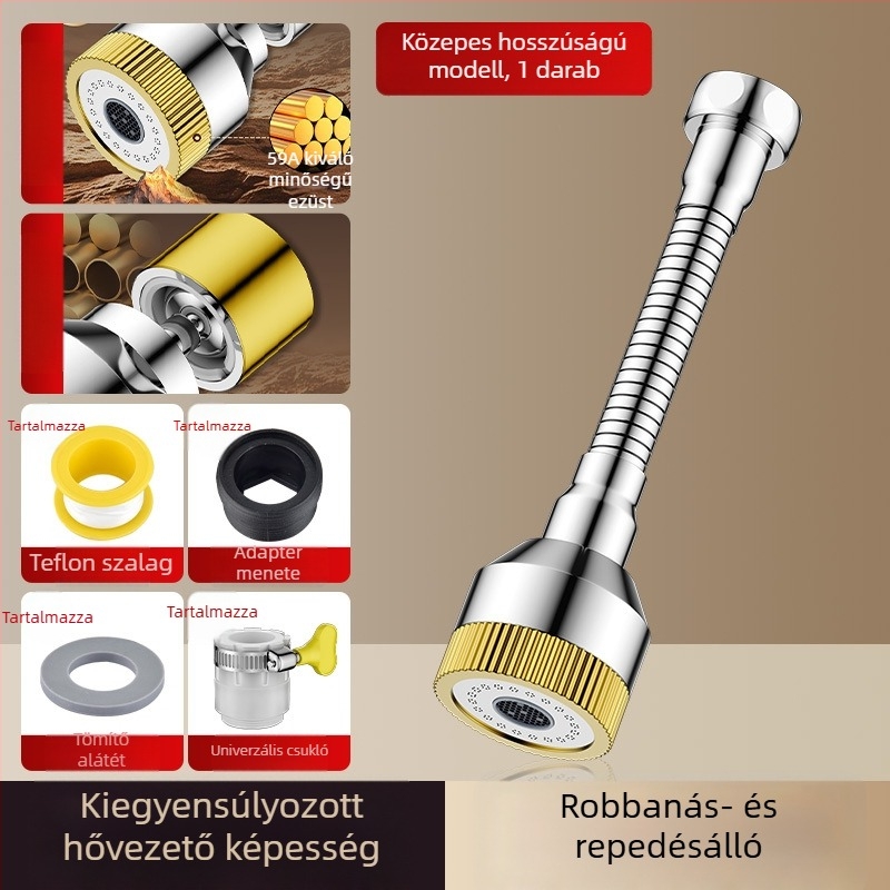 Konyhai univerzális csaptelep-hosszabbító fröccsenésvédő fejjel, univerzális adapterrel és permetezőfejjel