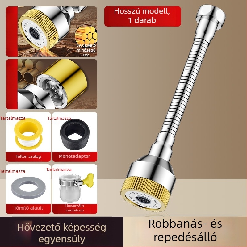 Konyhai univerzális csaptelep-hosszabbító fröccsenésvédő fejjel, univerzális adapterrel és permetezőfejjel