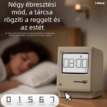 Maclock Macintosh Ébresztőóra – Retro nosztalgikus asztali digitális óra, kreatív születésnapi ajándék a barátodnak