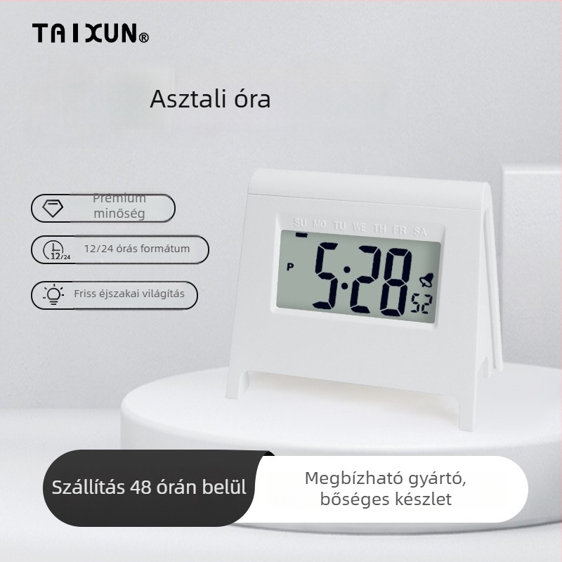 Diákszobai elektronikus asztali óra, kompakt, világító, hordozható, modern minimalist dizájn