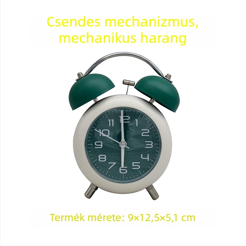 Gyerekeknek tervezett ébresztőóra éjjeliszekrényre, analóg kijelző, csendes működés, világító mutatók, modell F18