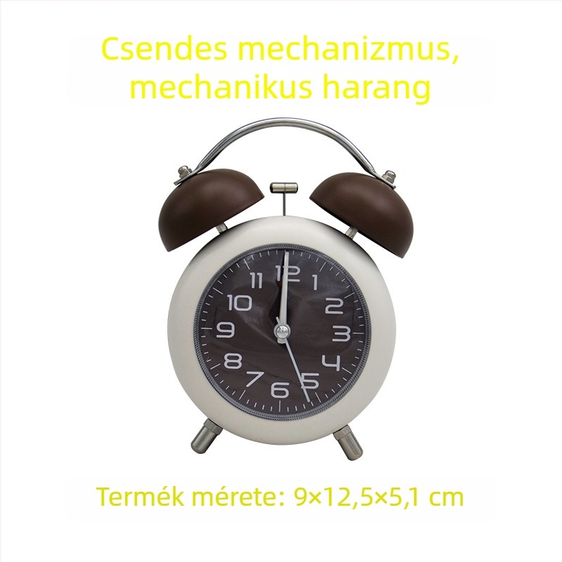 Gyerekeknek tervezett ébresztőóra éjjeliszekrényre, analóg kijelző, csendes működés, világító mutatók, modell F18