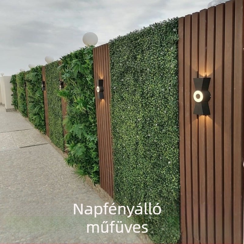 Kültéri UV‑álló műfüves zöldfal kerítés dekorációhoz, műanyag műnövények