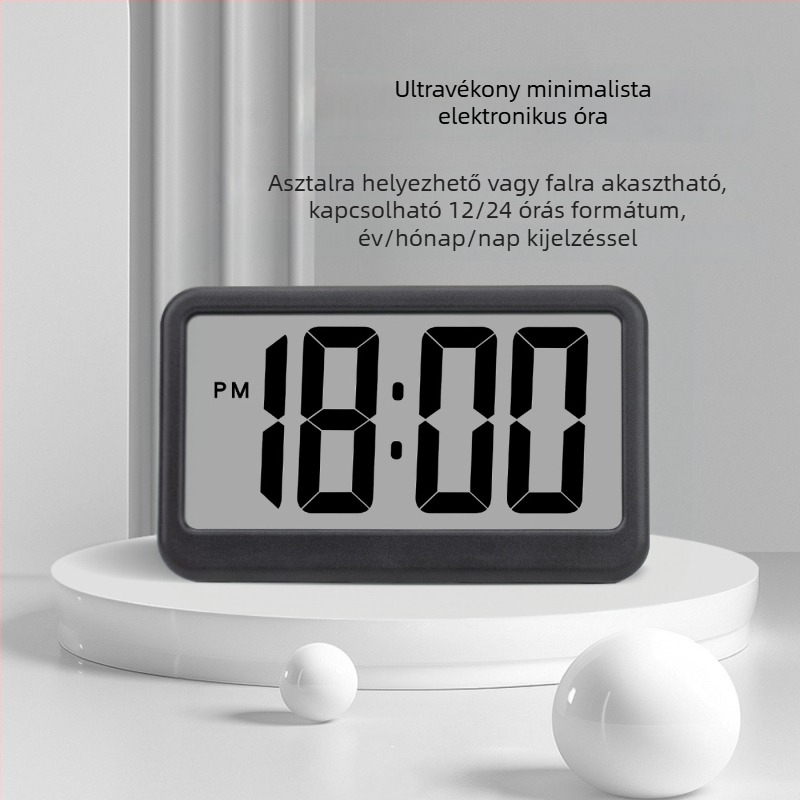 LED digitális ébresztőóra, ultra vékony kijelzővel, nagy képernyő, asztali óra hálószobába