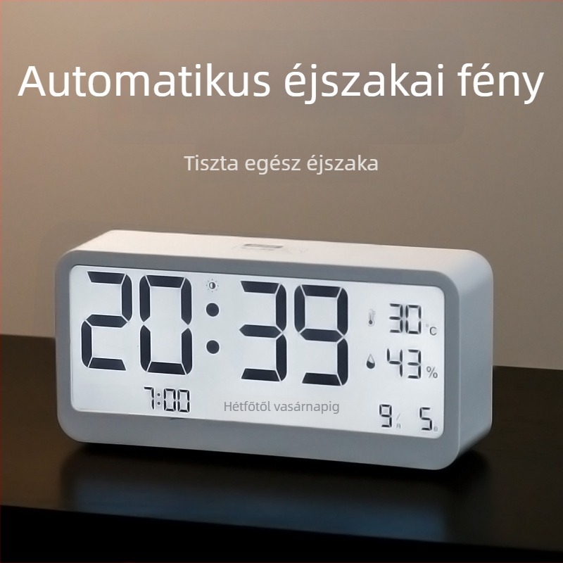 Automatikus világító digitális óra – asztali és hálószobai ébresztő, háttérvilágítással és fényérzékelő kijelzővel