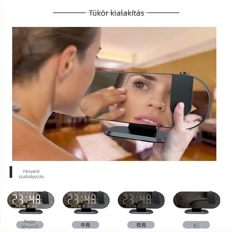 Nagy kijelzős LED vetítésű óra automata fényérzékelővel, multifunkcionális elektronikus ébresztőóra digitális riasztással