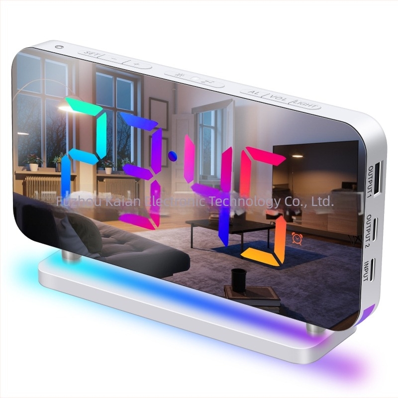 RGB színes éjszakai fény rádió-projekciós órával és LED asztali ébresztő
